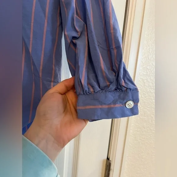 Rails | Blue Button Down Puff Sleeve Janae in Lima Stripe Sz M - Picture 5 of 12